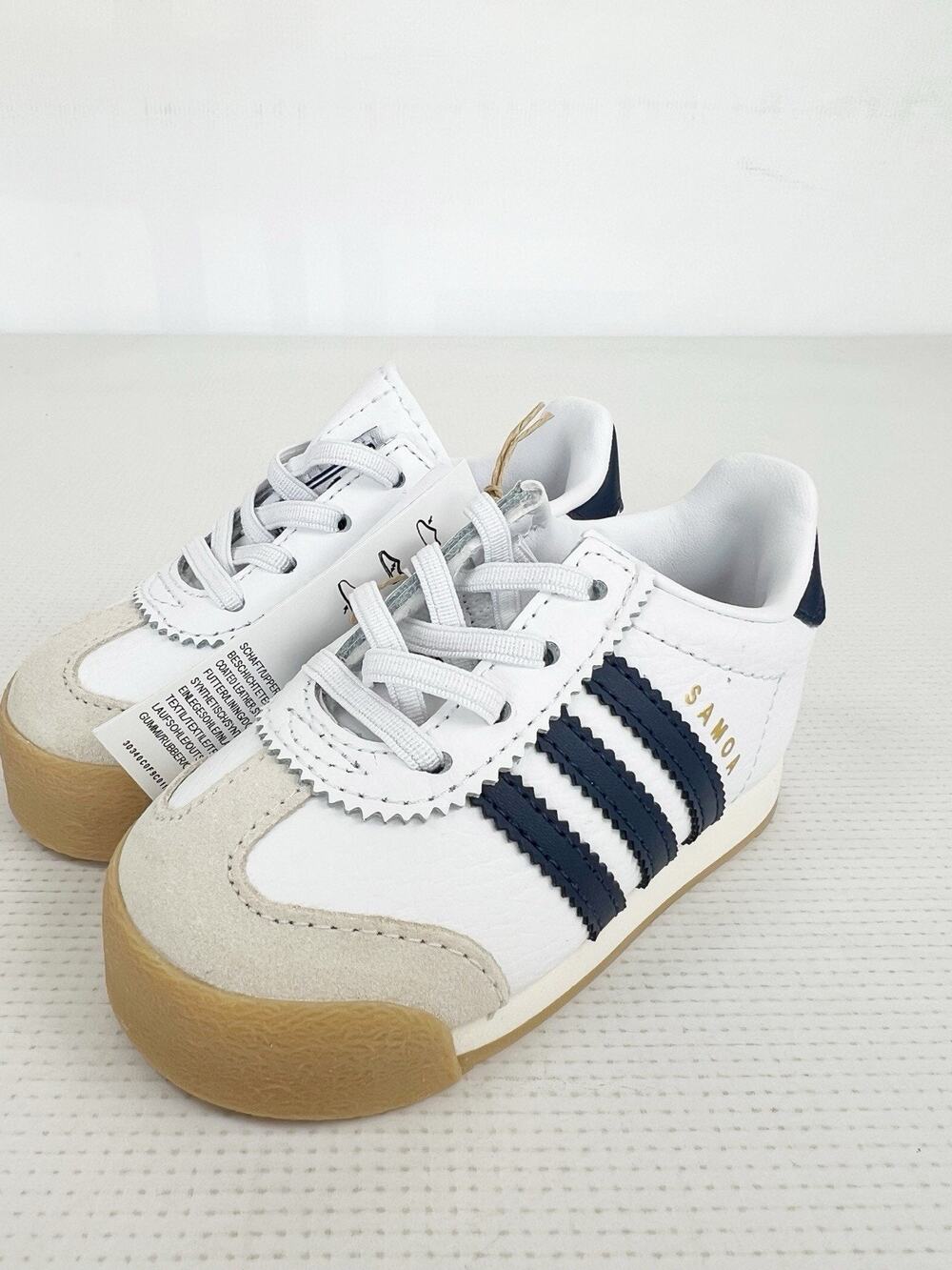 New Baby Adidas Originals Samoa Toddler Shoes US 5K White Navy Suede Khaki